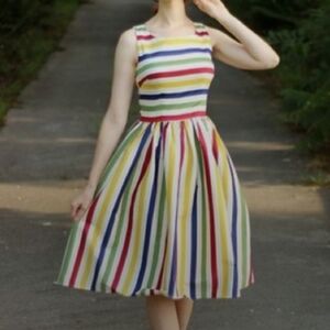 Rainbow Stripe Swing Dress